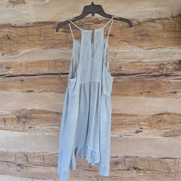 Jodifl Gray Lace & Ruffle Trimmed Racerback Rayon Midi Dress Size Large - Picture 5 of 8